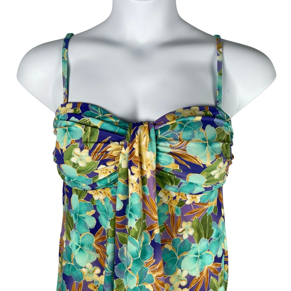 A Shore Fit Tankini Top Womens 14 Floral Swimwear Tummy Separate Padded‎ Cups - Picture 2 of 6